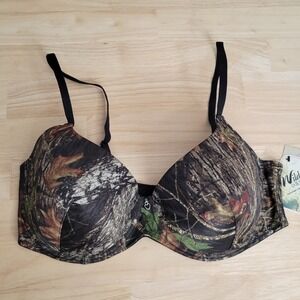 Wilderness Dream Mossy Oak Camo Padded Underwire Bra 40D Brown Green   Charm New